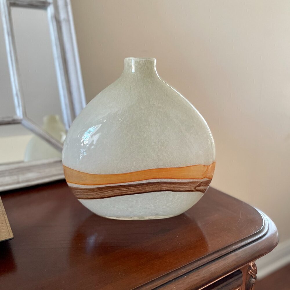 Pier One Retro 70's Blown Glass Vase Y2K Style - CANDLE & BOX NOT INCLUDED